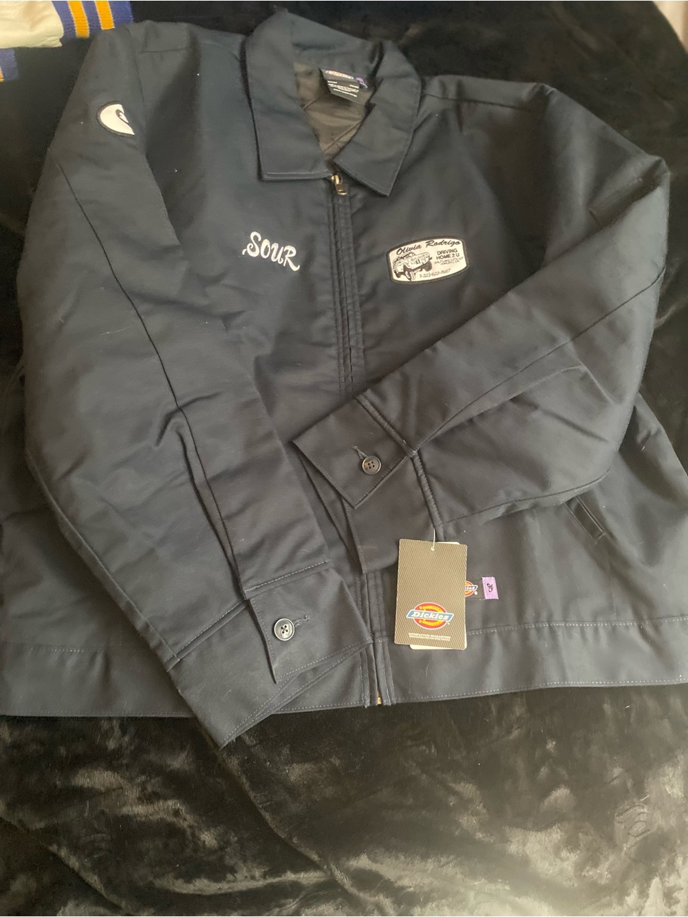 Dickies Navy Lightweight Work Shirt Jacket with Patch Details